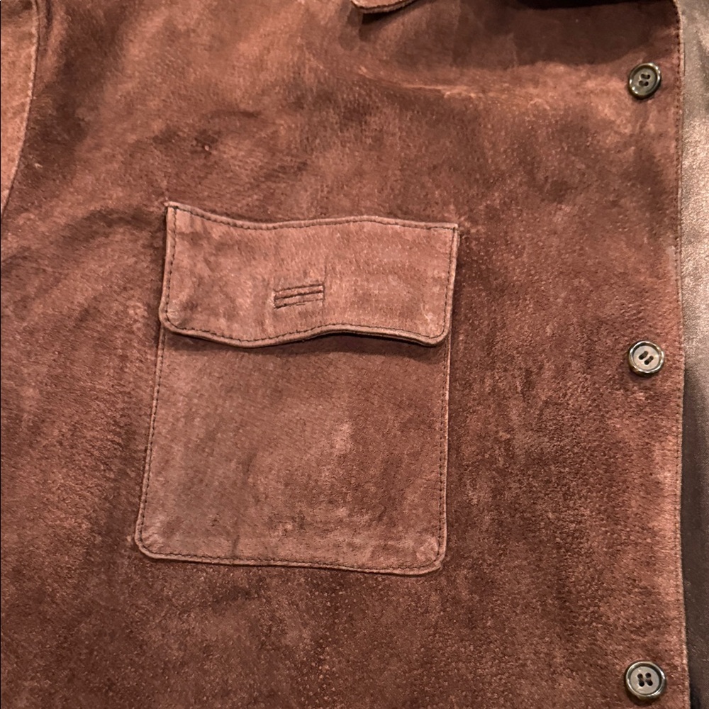 Vintage GUESS Men's Dark Brown Suede Shirt Jacket - Picture 8 of 16